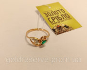 Золотое кольцо с бриллиантом и изумрудом. Вес 1.74 гр,  Цена 1670 грн
